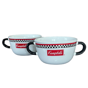Set of 2 Campbell Soup Ceramic Soup Bowls with Handles